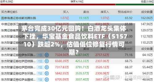 茅台完成30亿元回购！白酒龙头集体下挫，华宝基金食品饮料ETF（515710）跌超2%，估值低位修复行情可期？-第2张图片