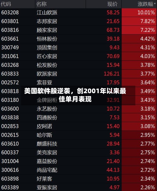 美国软件股逆袭	，创2001年以来最佳单月表现-第3张图片