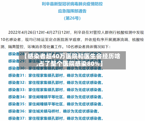 【感染者超40万医院和医生会经历啥,占了整个医院感染80%】