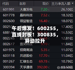 午后爆发！600255，直线封板！300835，异动拉升-第2张图片